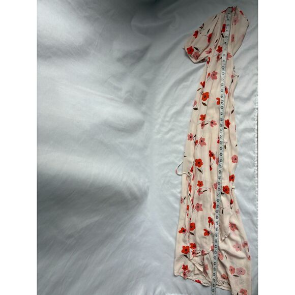 Billabong Wrap Floral Fields Midi Dress Sze XS Cream Red Flowers Prairie Cottage - Picture 10 of 11